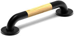Safety Grab Bar for Bathroom & Toilet, Natural Bamboo Handle, ADA Compliant Balance Assist Handrail for Handicap and Seniors, 12in Matte Black