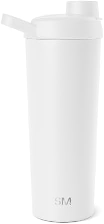 Simple Modern Stainless Steel Shaker Bottle with Ball 24oz | Metal Insulated Cup for Protein Mixes, Shakes and Pre Workout | Rally Collection | Winter White