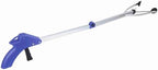Hapivida Folding Trash Grabber, Aluminum Alloy Garden Waste Pick Up Tool with Extendable Handle and Locking Clamp for Leaves Collecting Yard Cleaning (Blue Handle)