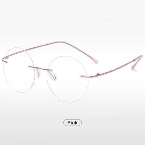 Frameless Reading Glasses Titanium Blue Light Blocking Round Superlight Metal Computer Readers Mens Womens