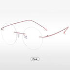 Frameless Reading Glasses Titanium Blue Light Blocking Round Superlight Metal Computer Readers Mens Womens