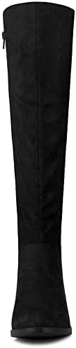 Allegra K Women's Side Zipper Chunky Heels Knee High Boots