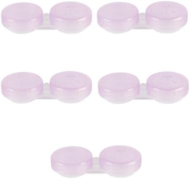 5Pack Semitransparent Portable Mini Purple Leak-proof Box Holder Contact Lens Case Kit for Home Travel/Daily Us，contact lenses
