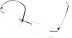 Lanomi Rimless Reading Glasses Blue Light Blocking Ultralight Metal Men Rectangular Reader Aid Anti Blue Eyeglasses