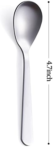 Demitasse Espresso Spoons, Stainless Steel Satin Finish Coffee Spoons, Mini Teaspoons, Sugar Spoons, 4.7-inch, Set of 6, Silver, 6-PIECE, 1
