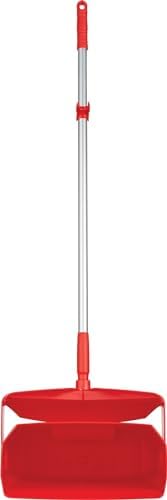 Remco - A Vikan Company 62504 Lobby Dustpan with Broom, Polypropylene/Polyester/Aluminum, 7" X 14" Bin, 37" Handle, Red