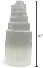 Pachamama Essentials Selenite Tower 4" Tall Skyscraper Healing Crystal Stone Reiki Meditation Energy Protection