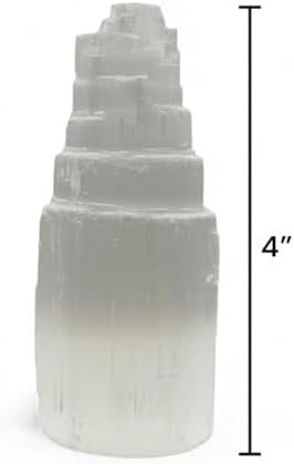 Pachamama Essentials Selenite Tower 4" Tall Skyscraper Healing Crystal Stone Reiki Meditation Energy Protection