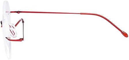 CessBlu Rimless Reading Glasses Round Readers for Men Women (Red) +2.25