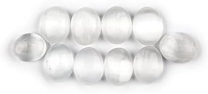 JIC Gem 10 pc Natural Selenite Palm Stone Rocks 5cm for Reiki Chakra Healing Home Decor