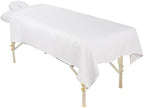 ForPro Professional Collection Premium Microfiber 3-Piece Massage Sheet Set, White, Ultra-Light, Stain, and Wrinkle-Resistant Includes Massage Flat and Fitted Sheet and Massage Face Rest Cover