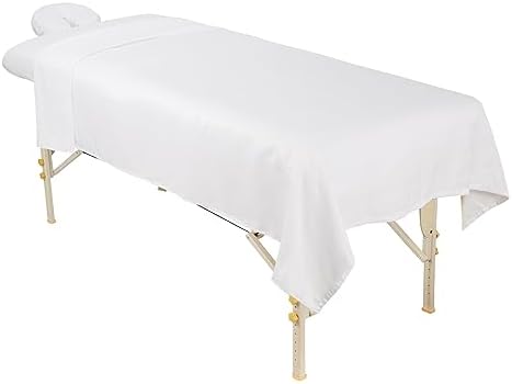 ForPro Professional Collection Premium Microfiber 3-Piece Massage Sheet Set, White, Ultra-Light, Stain, and Wrinkle-Resistant Includes Massage Flat and Fitted Sheet and Massage Face Rest Cover