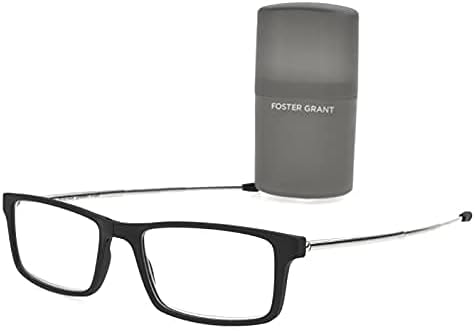 Foster Grant Gino Reading Glasses, Black (Classic Folding, Foldable, Bridge, Rectangle)