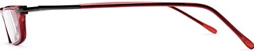 The Posh Reader Reading Glasses, Spring Hinge Metal Rectangle Frame for Men and Women + 3.50 Red