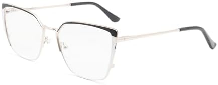 Oversized Metal Frame Reading Glasses for Women,Fashion Cat Eye Ladies Readers