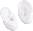 (One Pair) Silicone Ear Model Soft - Flexible Earmold Ear Displays for Acupuncture, Jewelry, Audio Music Recording, Education (White)