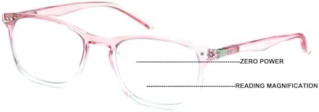 Lightweight Progressive Clear Bifocal Reading glasses - No Line or Bubble - Zero Power on Top Reader Translucent Slim