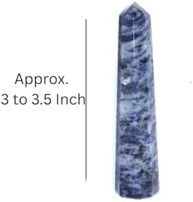 Jet Sodalite Obelisk Tower – Natural Polished Crystal Point for Home Decor & Desk Display, Gift-Ready Tower (3-3.5 Approx), Deep Blue Sodalite Crystal