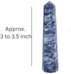 Jet Sodalite Obelisk Tower – Natural Polished Crystal Point for Home Decor & Desk Display, Gift-Ready Tower (3-3.5 Approx), Deep Blue Sodalite Crystal