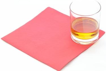 Concession Essentials Red 2 Ply Premium Label Cocktail Beverage Napkin. Pack of 100 Count. Disposable 5 x 5 Cocktail Napkins. Ideal For Holidays Lunch and Dinner.