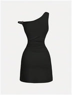 SOLY HUX Women's Off The Shoulder Ruched Bodycon Mini Dress Y2k Party Sleeveless Sundresses