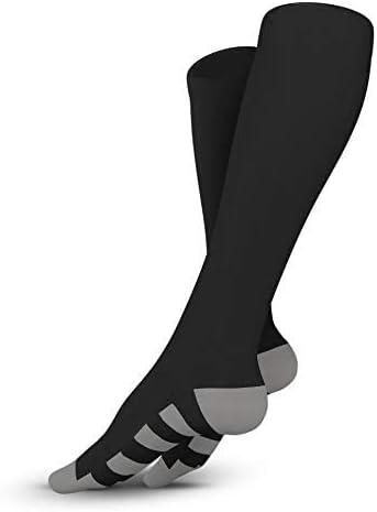 Go2Socks Compression Socks for Men Women Nurses Runners 20-30mmHg Medical Stocking Athletic (New Black, L)