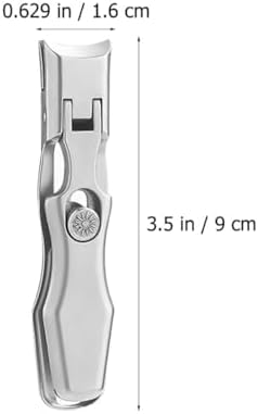 Healifty Multi-Function Stainless Steel Nail Clipper with Splash Guard, Wide Jaw Toenail Trimmer for Household Use, Portable Silver Nail Cutter for Manicure and Pedicure