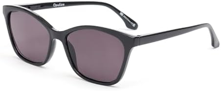 OPULIZE KAT Reading Sunglasses for Women Men, Cat-Eye Frame with Spring Hinges and Tinted UV400 Protection Lens, Black+2.00 (Pack of 1)