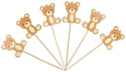 Leadigol 40PCS Bear Cupcake Toppers Bear Cake Toppers,Birthday Party Decoration Bear Theme Cupcake Toppers,for Wedding Birthday Party Supplies
