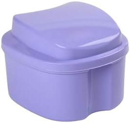 Denture Case, Denture Box with Strainer, Night Cleaner Denture Bath Box for Retainer, Mouthguard, False Teeth, and Denture Cleaning (Purple)
