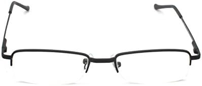 2 Pack Rectangular Metal Half Rim Reading Glasses with Case for Men and Women