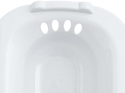 Generic Women Elderly Toilet Seat Sitz Bath Basin Portable Bidet Hip Bath Sturdy Sitting Bath for Daily Cleansing Wide Seating Area Avoid Squats, White