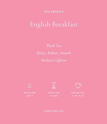 Art of Tea Organic English Breakfast Loose Leaf Black Tea, 4oz Refill Bag, Premium Whole Leaf Breakfast Tea, Smooth & Malty full bodied Black Tea, Strong Morning Tea for Hot Tea & Milk Tea