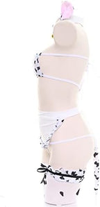 JasmyGirls Cow Cosplay Lingerie Women Sexy Maid Outfit Kawaii Anime Bikini Costume Naughty Role Playing Japanese Cute Bra Panty Set