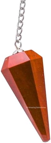 Amazing Gemstone Red Jasper Crystal Pendulum for Divination - Certified Dowsing Crystals and Healing Stones for Chakra Balancing and Meditation - Enhance Reiki Spiritual Growth with Healing Crystals