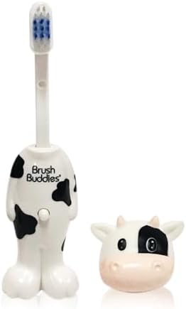 BrushBuddies Poppin 00304-72 Milky Wayne (Cow) Fun Animal Character Manual Toothbrush for Kids or Children
