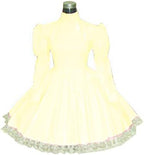 Plus Size Bridesmaid Dress Long Sleeve Maid Dress Cute Cosplay Costumes Vinyl Dresses Candy Color Lace 7XL Women Dresses,Beige,XXXL