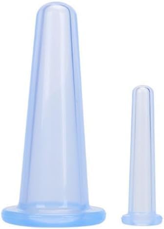 4Pcs Blue Facial Cupping Therapy Set Anti Cellulite Silicone Vacuum Cupping Cups for Face and Eye Cupping Massage (2 Small + 2 Large)，Massage Tools