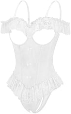 Avidlove Lingerie for Women V Neck One Piece Bodysuit Lace Ruffle Babydoll Off Shoulder Rave Outfits
