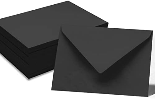 Darling Souvenir A7 Black Invitation Envelopes (5 1/4 x 7 1/4) Euro V-Flap 80 LBS Ideal for Weddings, Birthday, Invitations, Baby Shower,Greeting Cards -Packs & Colors Available