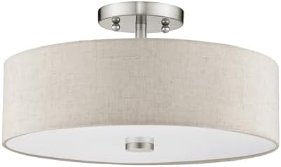 Livex Lighting 52135-91 Meridian 3 Light Brushed Nickel Ceiling Mount