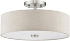 Livex Lighting 52135-91 Meridian 3 Light Brushed Nickel Ceiling Mount