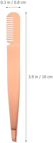 3pcs 2-in-1 Stainless Steel Eyebrow Tweezers Comb Precision Makeup Tools for Women Eyebrow Clamps with Lash Applicator for Facial Hair Removal Random Color Random Style