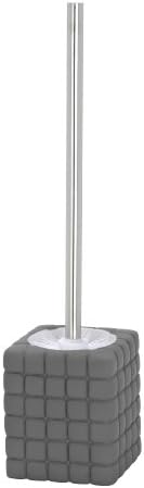 WENKO 20171100 WC Brush Set Cube Grey - Soft-Touch Surface, Ceramic, 4.92 x 14.57 x 3.94 inch, Grey