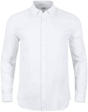 Mens Summer Casual Long Sleeve Cotton Linen Shirts Button Up Solid Plain Roll-Up Sleeve Beach T Shirts