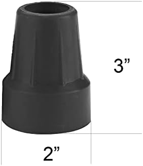 SkyMed 7/8'' Shaft Super Heavy Duty Bariatric Cane Replacement Tip Black 2 CT, Product Size 3x2, 600lb Weight Capacity