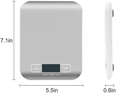 Digital Shipping Scale,Stainless Steel Panel, Accurate 5kg/1g Portable Postal Scale for Packages, Small Business,Kitchen, Food, Handmade, Liquids, and Boutique (Silver)