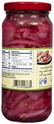 Mezzetta Pickled Red Onions in Jar - Tangy & Sweet Crunch - Perfect for Salads, Sandwiches & Culinary Creations - Vinegar & Seasonings Blend - Vibrant Color - 16 Oz - Pack of 6