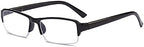 6 Pack Mens Rectangular Half Frame Blue Light Blocking Reading Glasses Black Spring Hinge Readers
