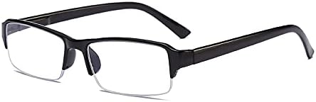 6 Pack Mens Rectangular Half Frame Blue Light Blocking Reading Glasses Black Spring Hinge Readers